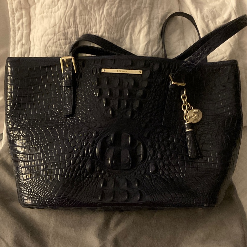 Navy Brahmin Medium Asher-Ink Leather tote - Picture 2 of 7